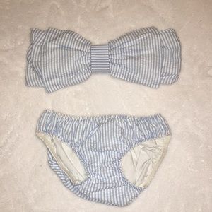 Blue Pinstriped Matching Bikini Set